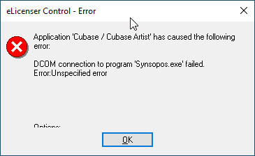 Lỗi cubase 10 Synsopos.exe