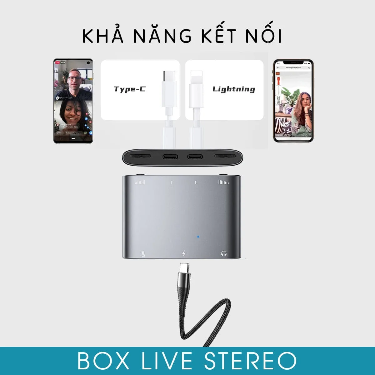 Box livestream stereo (OTG) HABOX PRO (dùng được cho android và iphone)