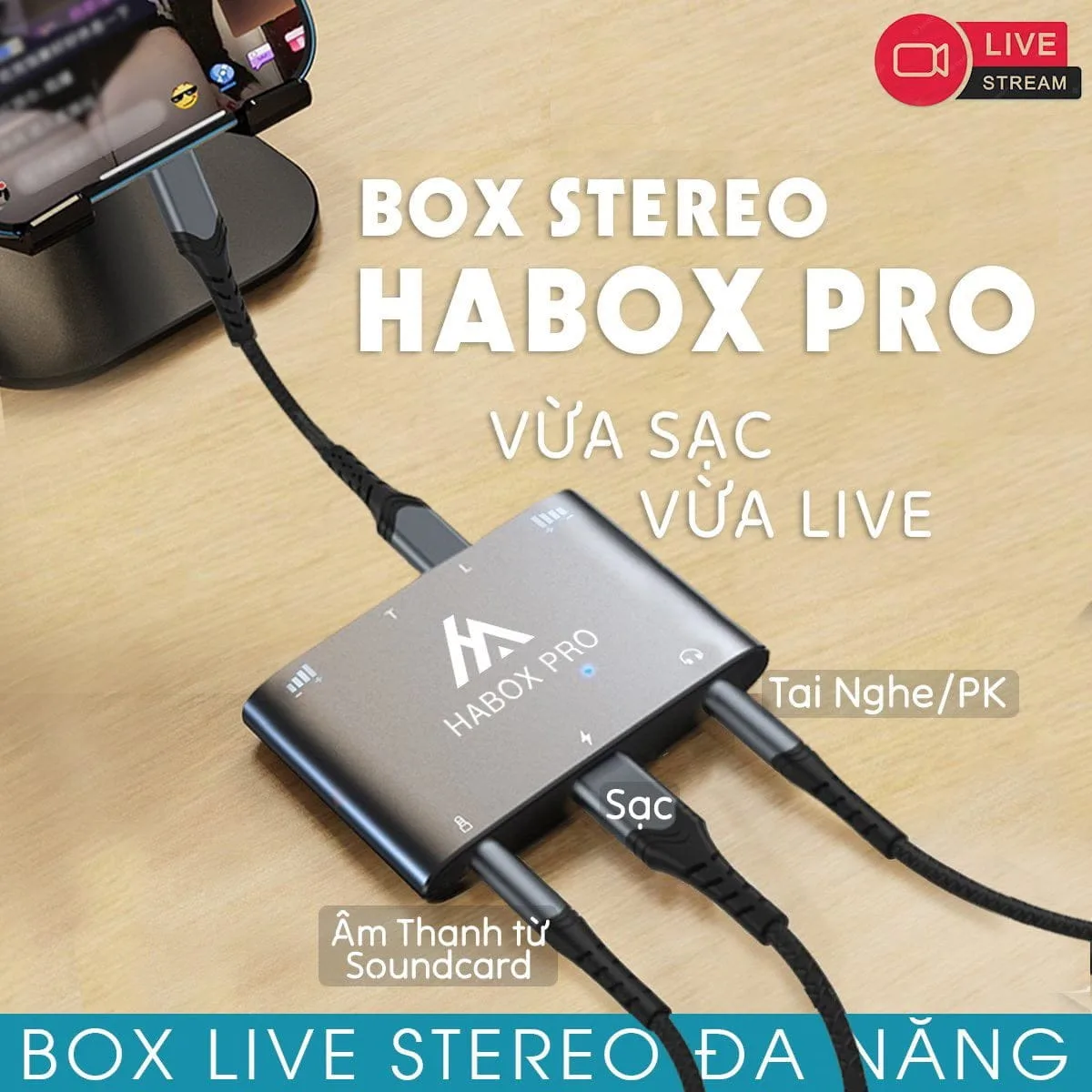 Box livestream stereo (OTG) HABOX PRO (dùng được cho android và iphone)