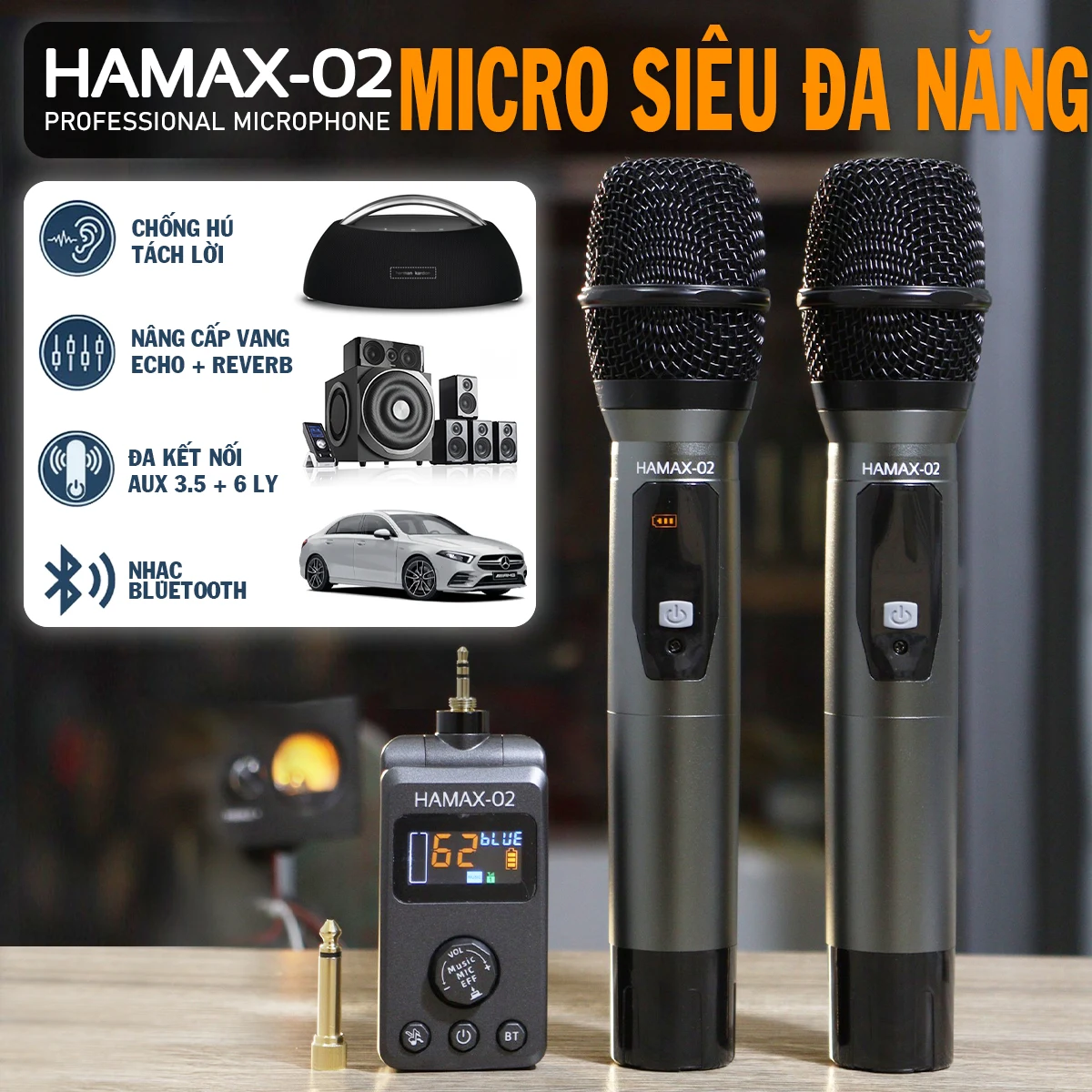 Hamax – Micro Karaoke Bluetooth đa năng không dây tích hợp hiệu ứng vang vọng