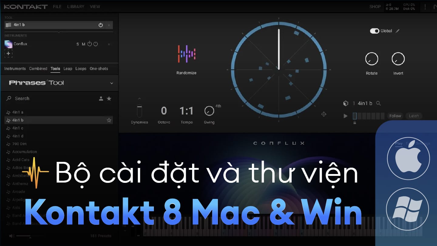 Native Instruments Kontakt 8 và một số thư viện nhạc cụ thông dụng