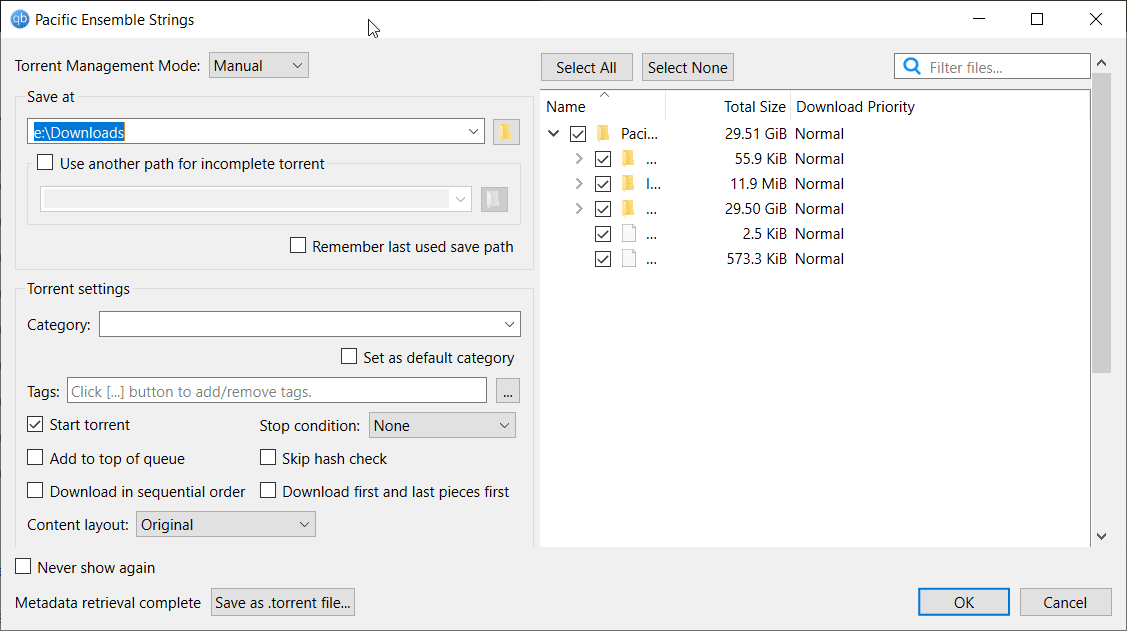 Instructions for downloading torrent files